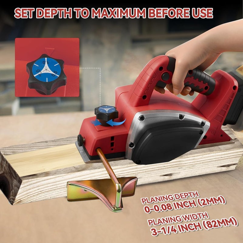 dcvbny Cordless Hand Planer for Milw-aukee Battery(Tool Only), 3-1/4" 15,000 RPM Brushless Wood Planer,Portable Electric Power Tool for Woodworking, Carpentry & DIY Projects - Image 5
